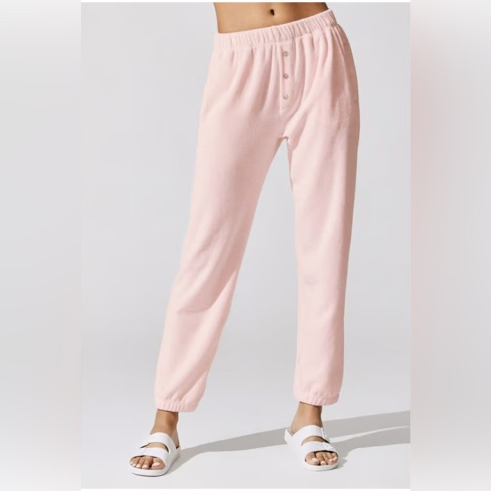 DONNI‎ Terry Henley Sweatpants Womens Size Small Pink Joggers Loungewear NWT